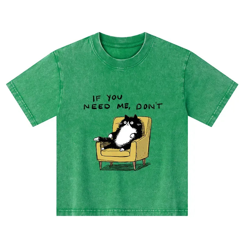 Kyoto-Lion Unavailable Cat Kids Washed T-Shirt