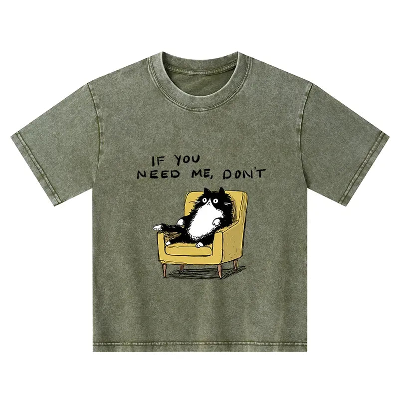 Kyoto-Lion Unavailable Cat Kids Washed T-Shirt