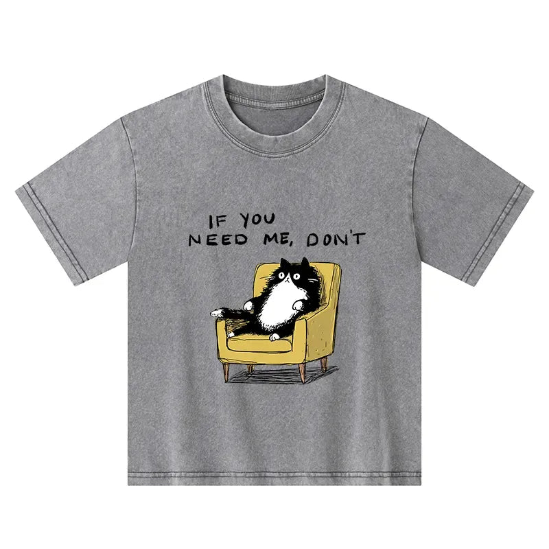 Kyoto-Lion Unavailable Cat Kids Washed T-Shirt