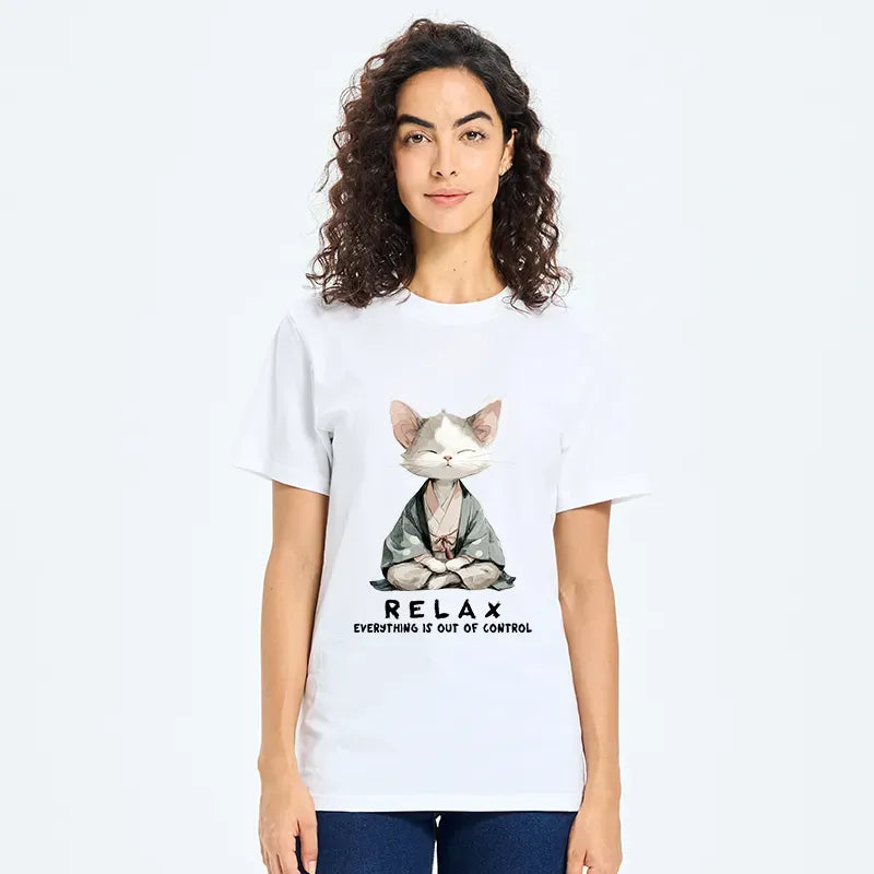 Japanese Zen Cat Relaxation T-Shirt