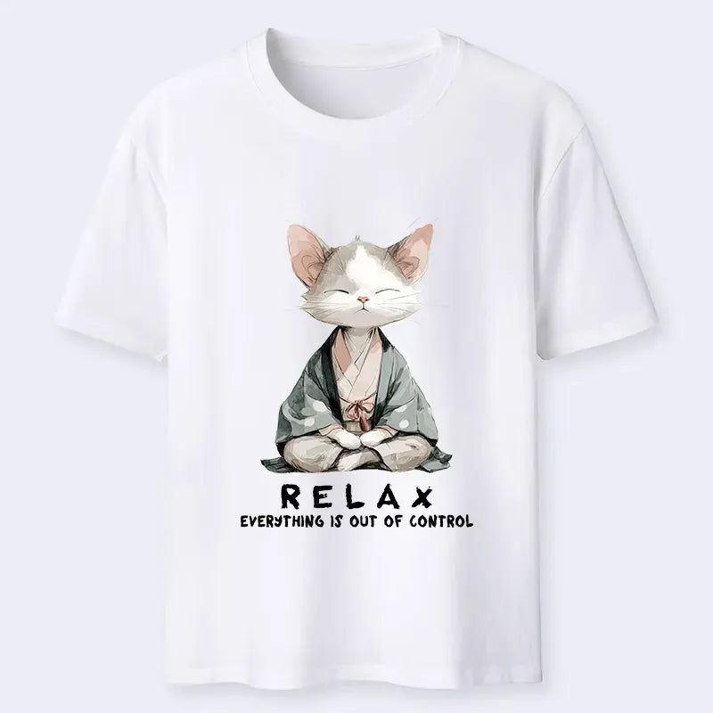 Japanese Zen Cat Relaxation T-Shirt