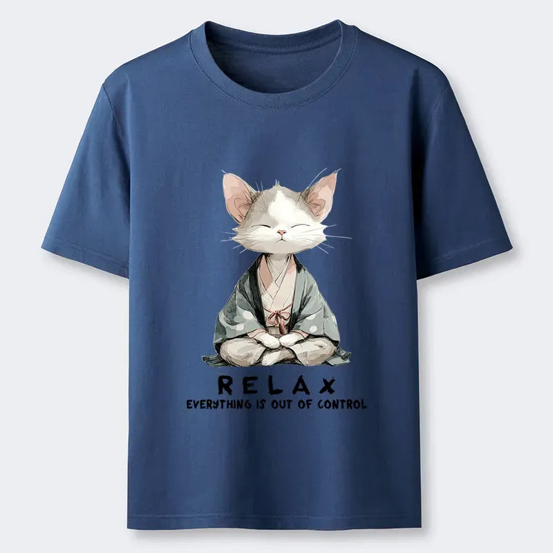Japanese Zen Cat Relaxation T-Shirt