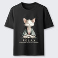 Japanese Zen Cat Relaxation T-Shirt