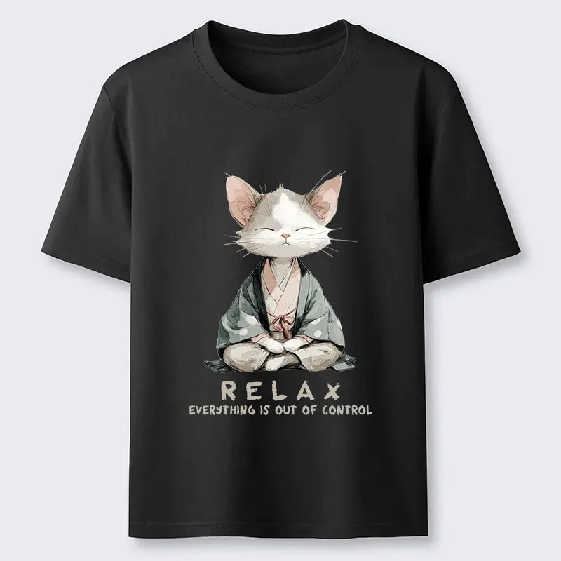 Japanese Zen Cat Relaxation T-Shirt