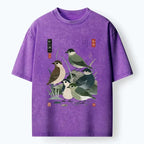 cute little birds japanese t-shirt unisex cotton