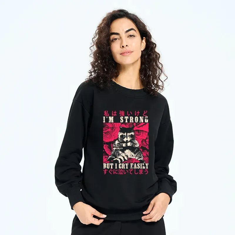 Japanese raccoon sweatshirt for streetwear