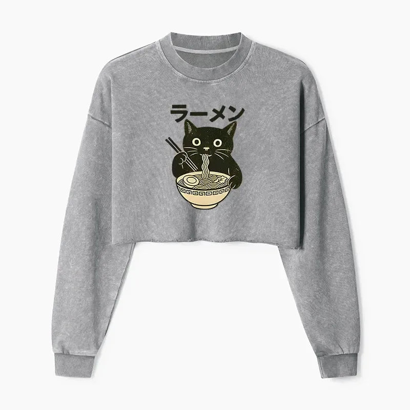 Japanese Cat Ramen Sweatshirt for Streetwear