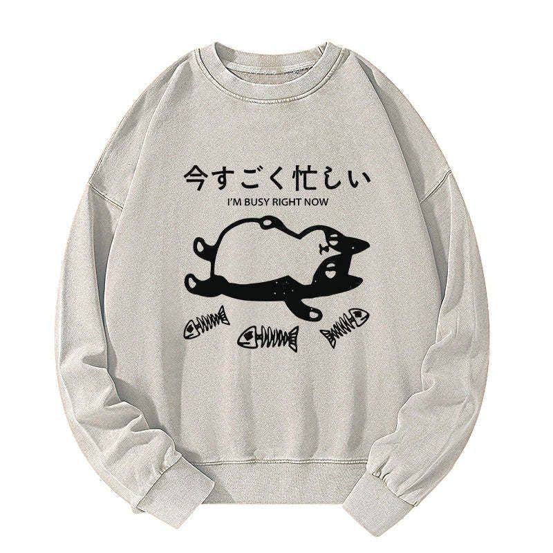 Japanese style unisex washed sweatshirt