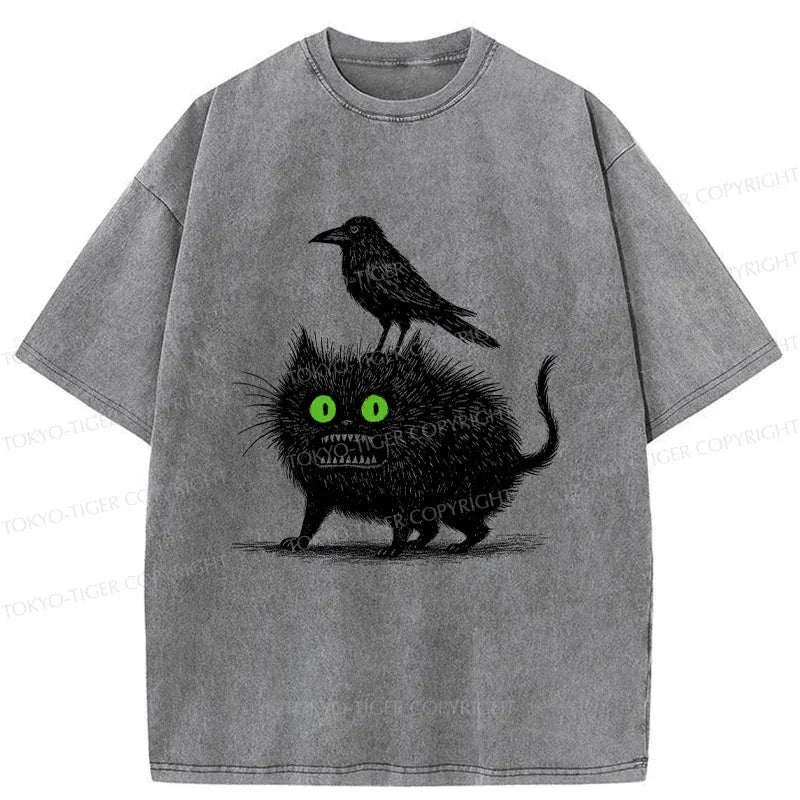 Japanese Crow and Black Cat T-Shirt