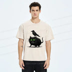 Japanese Crow and Black Cat T-Shirt