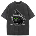 Japanese Crow and Black Cat T-Shirt