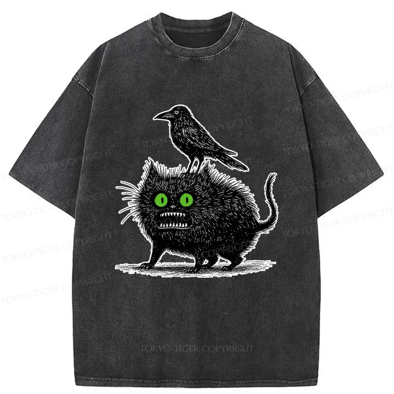 Japanese Crow and Black Cat T-Shirt