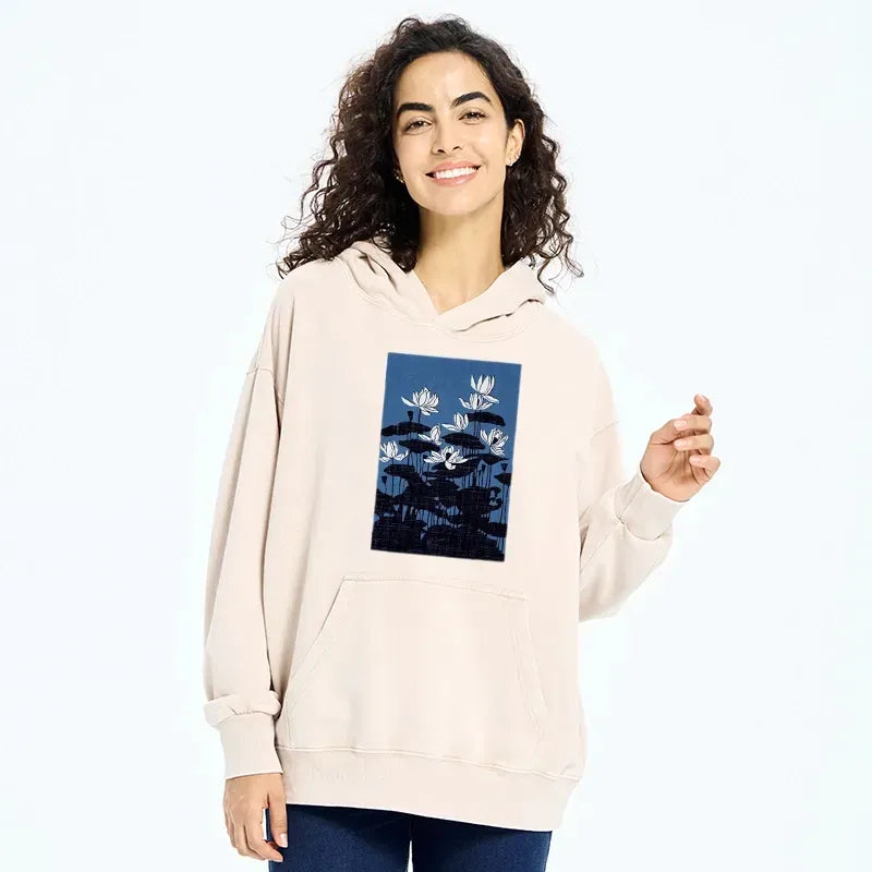 Japanese art washed hoodie for daily wear