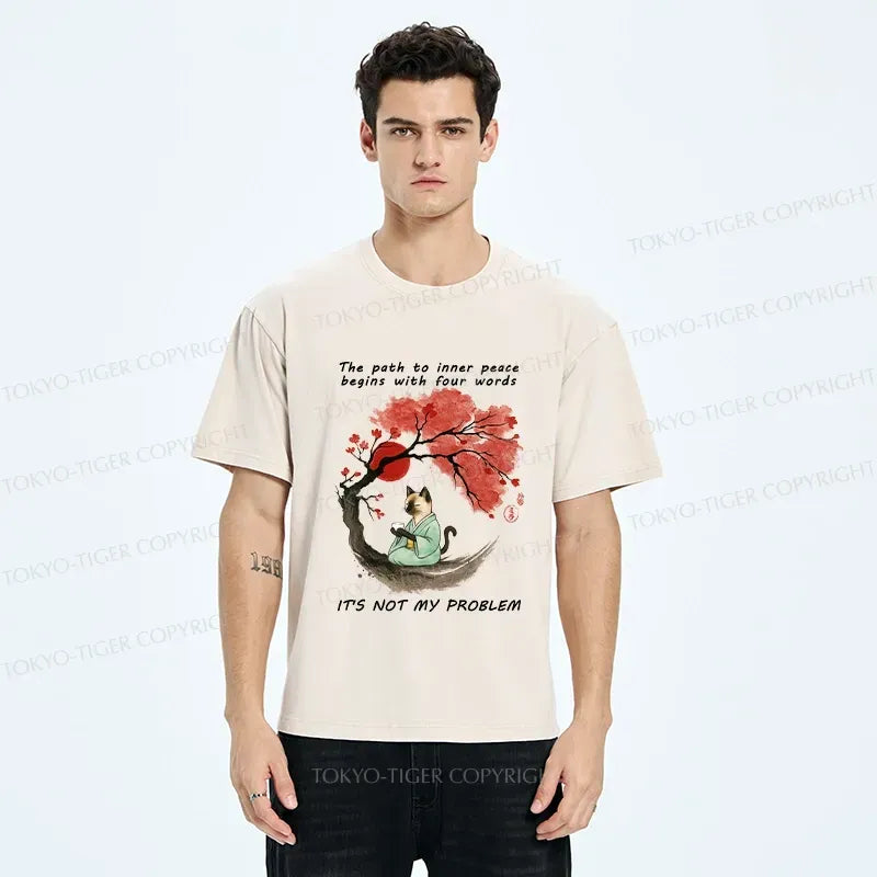 Kyoto-Lion Funny It's Not My Problem Washed T-Shirt
