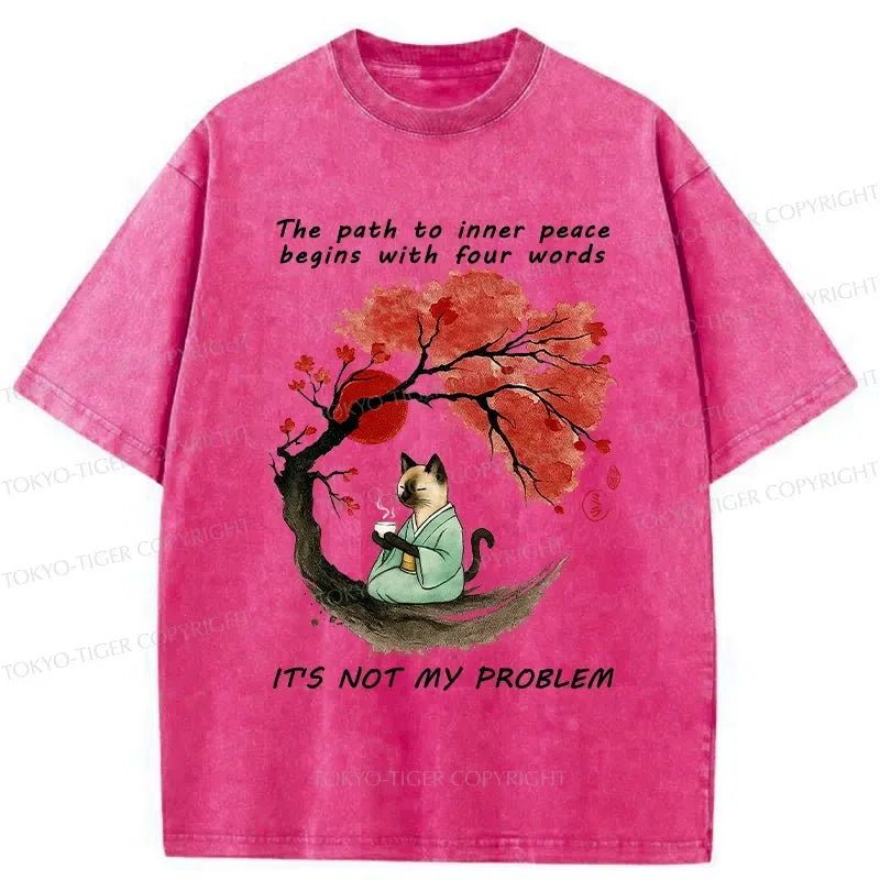 Kyoto-Lion Funny It's Not My Problem Washed T-Shirt