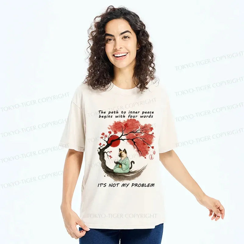 Kyoto-Lion Funny It's Not My Problem Washed T-Shirt