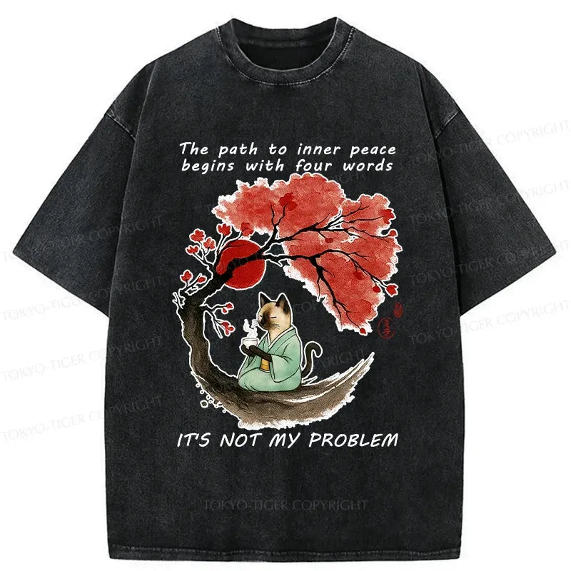 Kyoto-Lion Funny It's Not My Problem Washed T-Shirt
