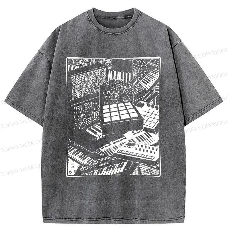 Kyoto-Lion Retro Synthesizer Washed T-Shirt