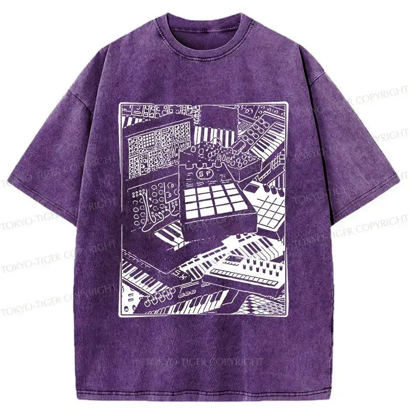 Kyoto-Lion Retro Synthesizer Washed T-Shirt
