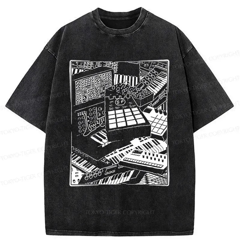 Kyoto-Lion Retro Synthesizer Washed T-Shirt