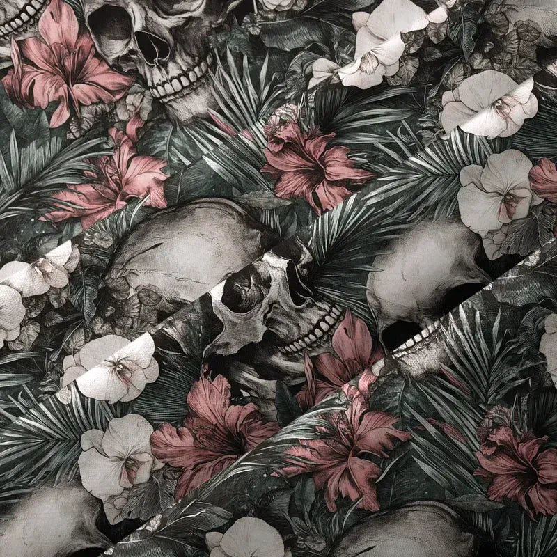 Japanese Skull Floral Button-up Shirt for Daily Wear