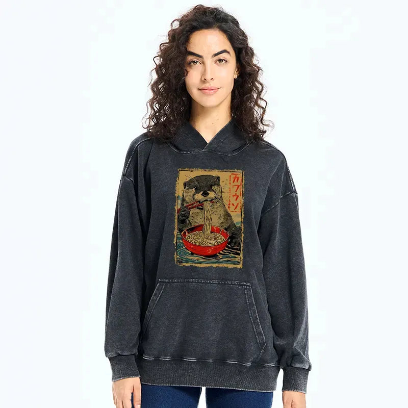 Kyoto-Lion Washed Streetwear Hoodie