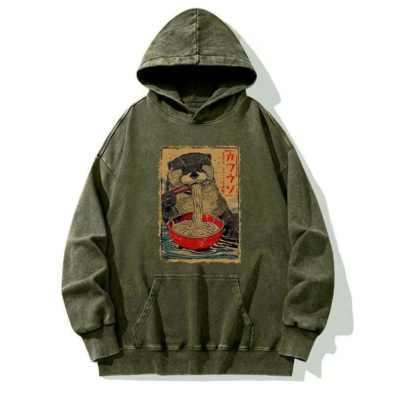Kyoto-Lion Washed Streetwear Hoodie