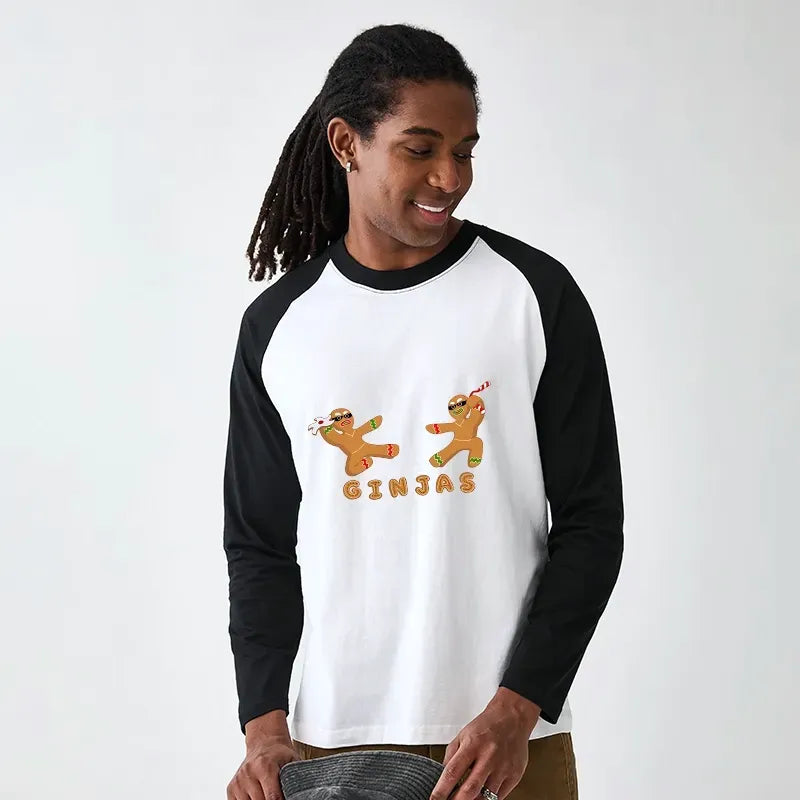 Kyoto-Lion Gingerbread Ninja Raglan Long Sleeve T-shirt