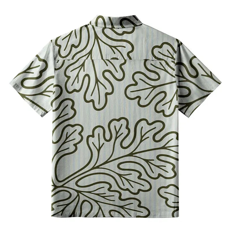 Kyoto-Lion Leafy Contour Artwork Button-up Shirt