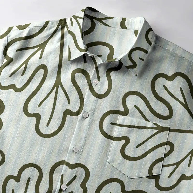 Vintage Japanese Leafy Contour Shirt for Street Style