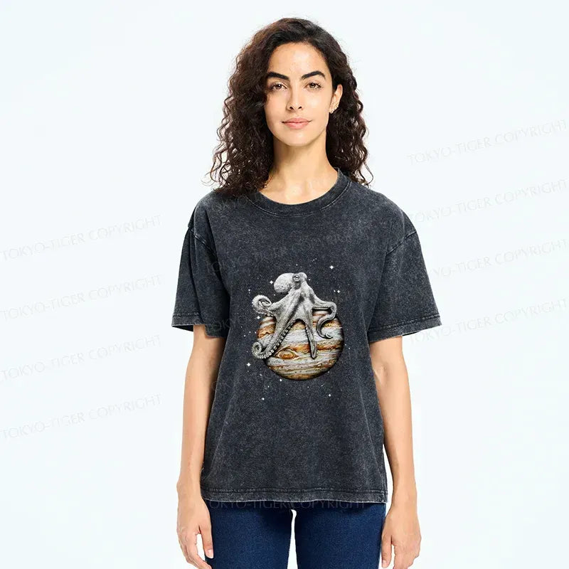 Kyoto-Lion Octopus And The Planet Washed T-Shirt