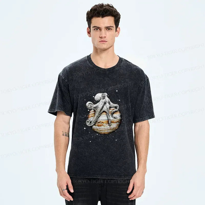 Kyoto-Lion Octopus And The Planet Washed T-Shirt