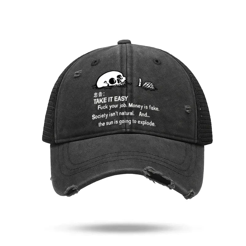 Kyoto-Lion Skeleton Ridicule Trucker Cap