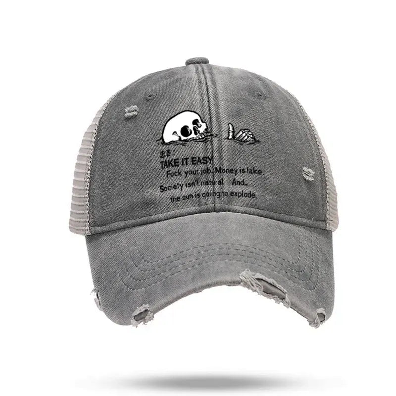 funny skull trucker cap gift idea