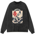 japanese washed long sleeve t shirt for vacation