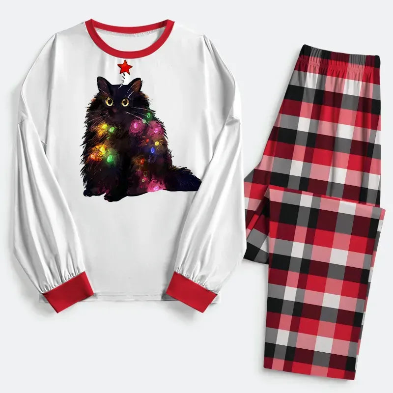 Kyoto-Lion Christmas Lights Cat Family Pajama Sets