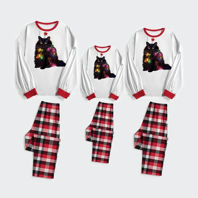 Japanese Cat Family Christmas Pajama Set