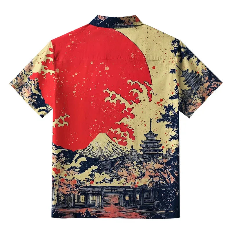Kyoto-Lion Traditional Japanese Scenery Button-up Shirt