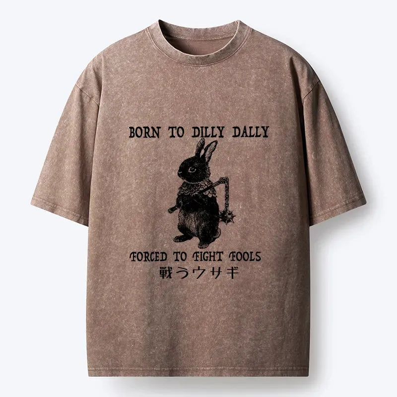 Kyoto-Lion Fighting Rabbits Washed T-Shirt