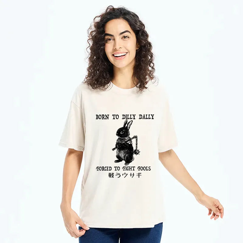Kyoto-Lion Fighting Rabbits Washed T-Shirt