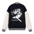 Kyoto-Lion Retro Cat Smoking Embroidery Varsity Jacket