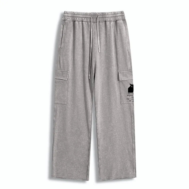 Kyoto-Lion Black Cat Scratches People Washed Utility Sweatpants