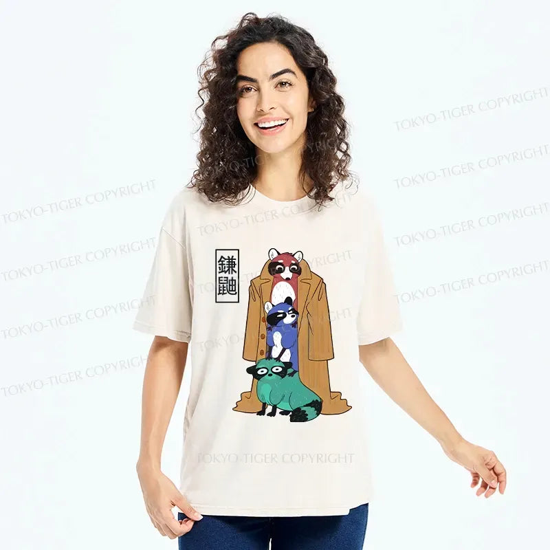 Kyoto-Lion Funny Sickle Weasel Washed T-Shirt