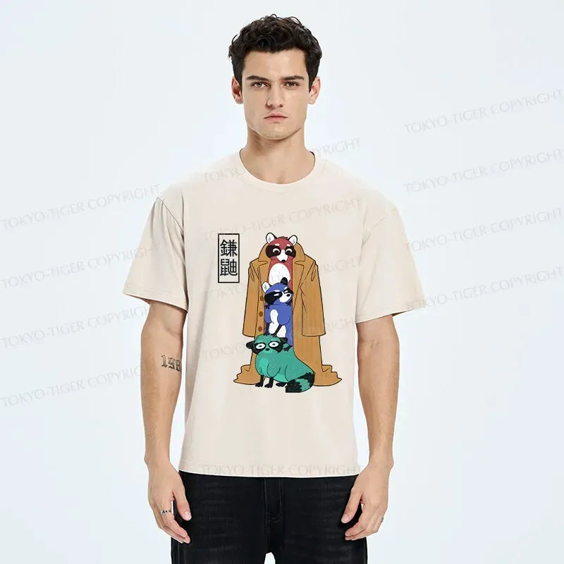 Kyoto-Lion Funny Sickle Weasel Washed T-Shirt