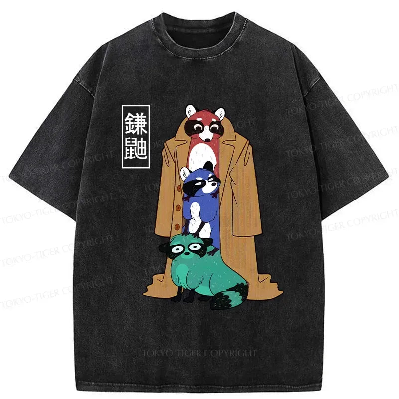 Kyoto-Lion Funny Sickle Weasel Washed T-Shirt