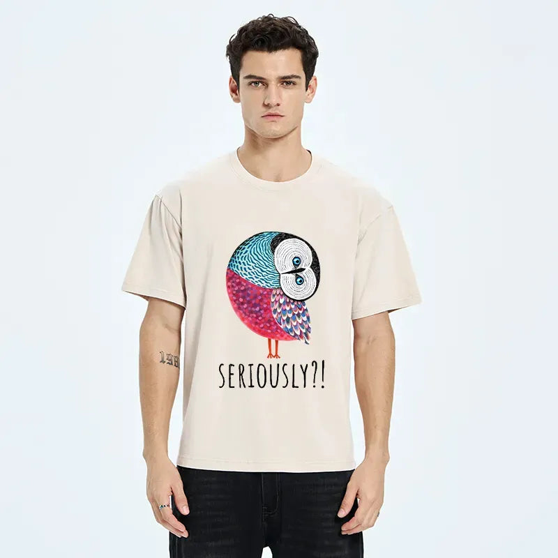 Kyoto-Lion Bird's Question Washed T-Shirt