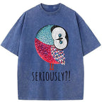 Kyoto-Lion Bird's Question Washed T-Shirt