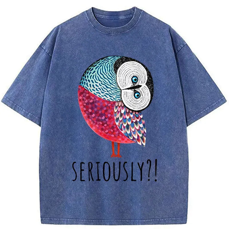 Kyoto-Lion Bird's Question Washed T-Shirt