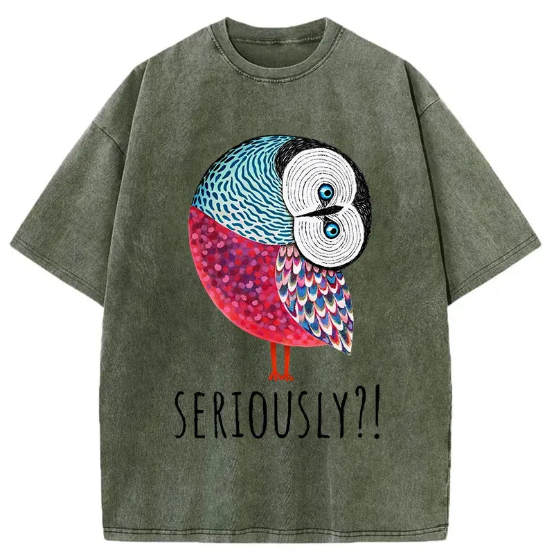Kyoto-Lion Bird's Question Washed T-Shirt