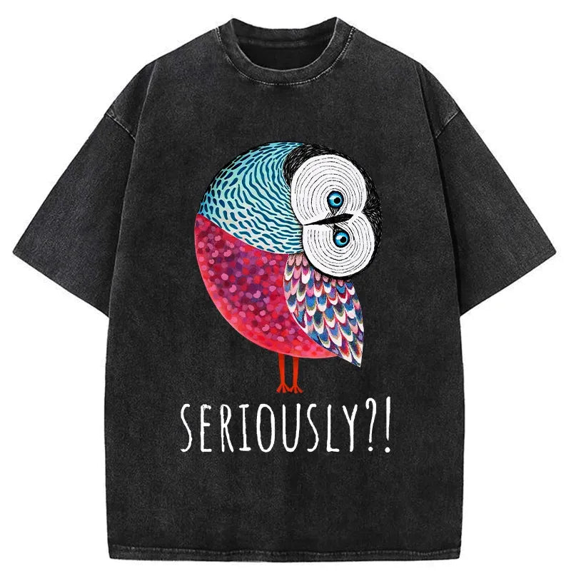 Kyoto-Lion Bird's Question Washed T-Shirt